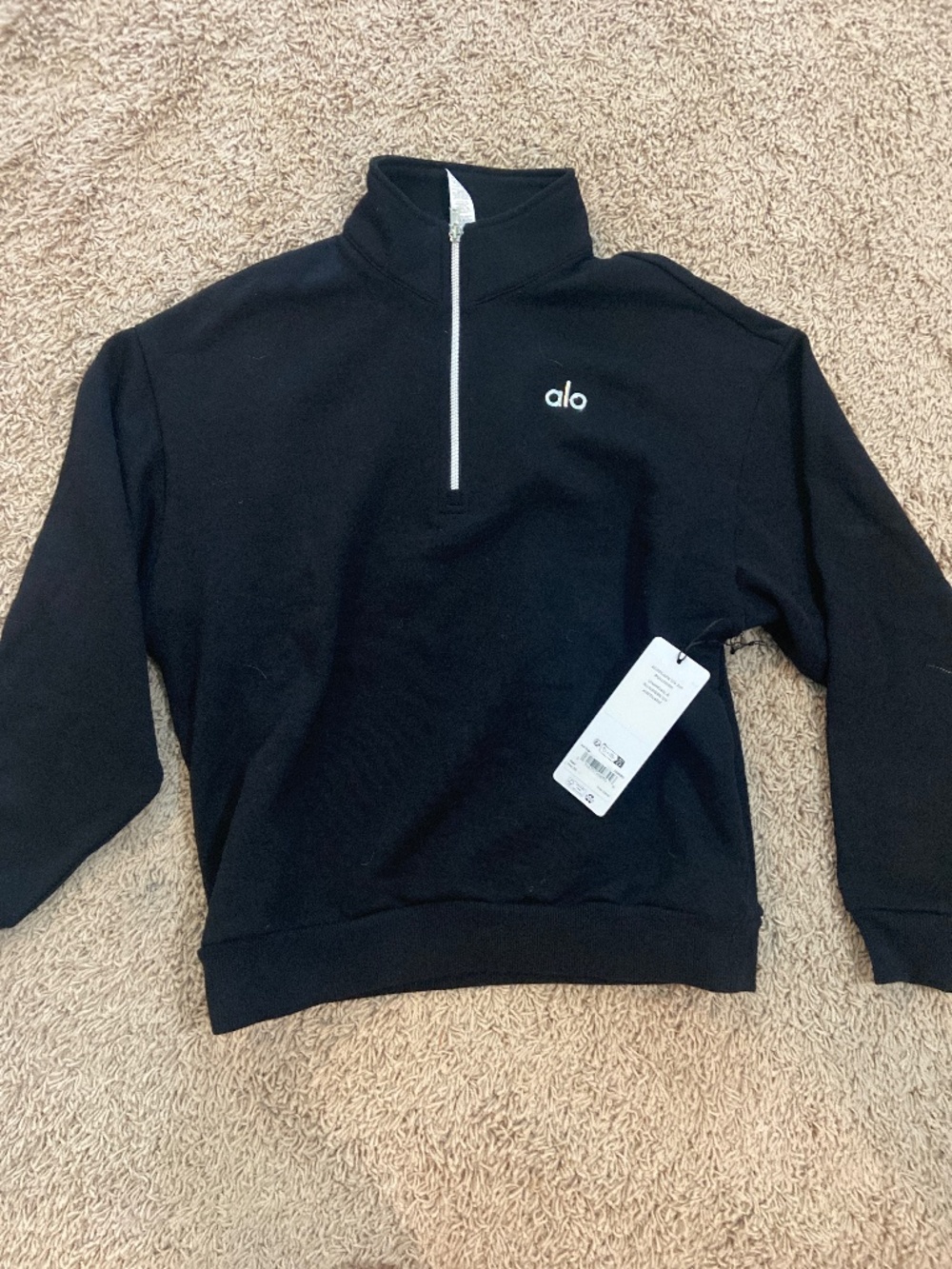 ALO Accolade 1/4 zip pullover sweatshirt black XS